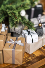 Christmas presents under Christmas tree