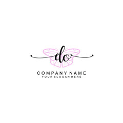 Initial DO Handwriting, Wedding Monogram Logo Design, Modern Minimalistic and Floral templates for Invitation cards	
