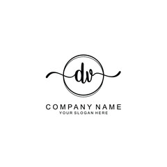 Initial DV Handwriting, Wedding Monogram Logo Design, Modern Minimalistic and Floral templates for Invitation cards	
