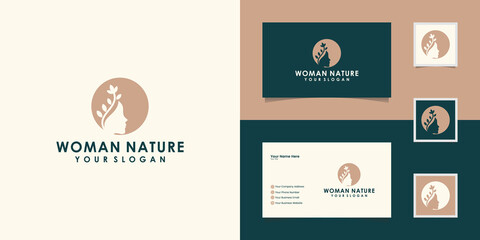 Woman logo with beauty gradient concept and business