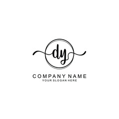 Initial DY Handwriting, Wedding Monogram Logo Design, Modern Minimalistic and Floral templates for Invitation cards	
