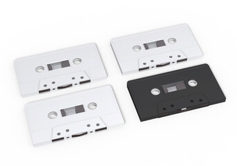 mockup audio music retro cassette tapes , 3d rendering