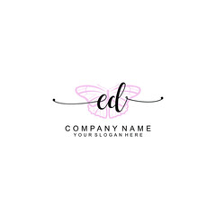 Initial ED Handwriting, Wedding Monogram Logo Design, Modern Minimalistic and Floral templates for Invitation cards	
