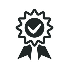 Award ribbon with check mark icon