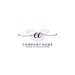 Initial EE Handwriting, Wedding Monogram Logo Design, Modern Minimalistic and Floral templates for Invitation cards	
