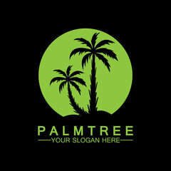 Obraz premium Palm tree summer logo template