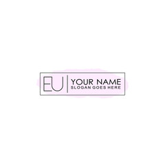 Initial EU Handwriting, Wedding Monogram Logo Design, Modern Minimalistic and Floral templates for Invitation cards	
