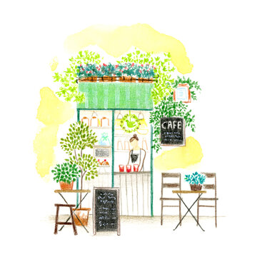 小さな街のオープンカフェ