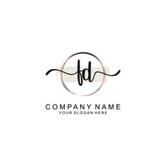 Initial FD Handwriting, Wedding Monogram Logo Design, Modern Minimalistic and Floral templates for Invitation cards	
