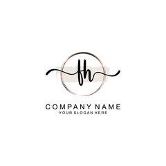 Initial FH Handwriting, Wedding Monogram Logo Design, Modern Minimalistic and Floral templates for Invitation cards	
