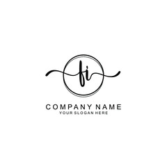 Initial FI Handwriting, Wedding Monogram Logo Design, Modern Minimalistic and Floral templates for Invitation cards	
