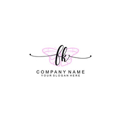 Initial FK Handwriting, Wedding Monogram Logo Design, Modern Minimalistic and Floral templates for Invitation cards	
