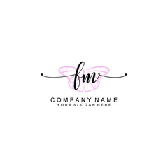 Initial FM Handwriting, Wedding Monogram Logo Design, Modern Minimalistic and Floral templates for Invitation cards	
