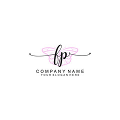 Initial FP Handwriting, Wedding Monogram Logo Design, Modern Minimalistic and Floral templates for Invitation cards	
