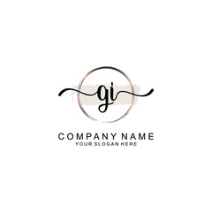Initial GI Handwriting, Wedding Monogram Logo Design, Modern Minimalistic and Floral templates for Invitation cards	
