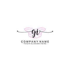 Initial GI Handwriting, Wedding Monogram Logo Design, Modern Minimalistic and Floral templates for Invitation cards	
