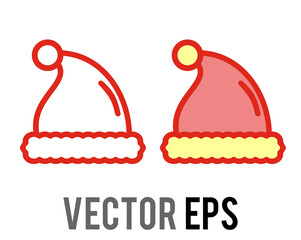 Isolated vector red, white santa claus hat celebrate party icon