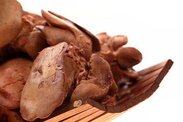 Chicken liver on a white background
