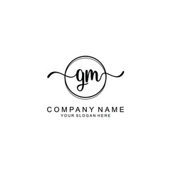 Initial GM Handwriting, Wedding Monogram Logo Design, Modern Minimalistic and Floral templates for Invitation cards	
