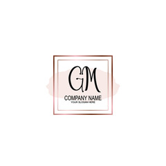 Initial GM Handwriting, Wedding Monogram Logo Design, Modern Minimalistic and Floral templates for Invitation cards	
