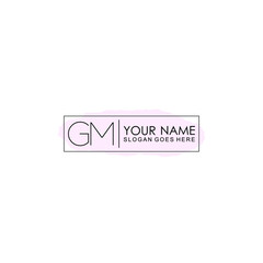 Initial GM Handwriting, Wedding Monogram Logo Design, Modern Minimalistic and Floral templates for Invitation cards	
