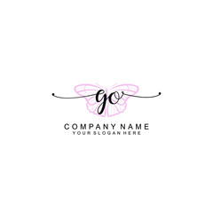 Initial GO Handwriting, Wedding Monogram Logo Design, Modern Minimalistic and Floral templates for Invitation cards	
