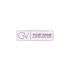 Initial GV Handwriting, Wedding Monogram Logo Design, Modern Minimalistic and Floral templates for Invitation cards	
