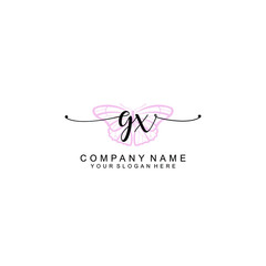 Initial GX Handwriting, Wedding Monogram Logo Design, Modern Minimalistic and Floral templates for Invitation cards	
