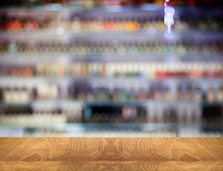 wood table top counter for display product on blur colour