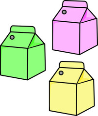 milk carton box. vector illustration of packaging milk box, for symbols, logos, icons. blue. three variant