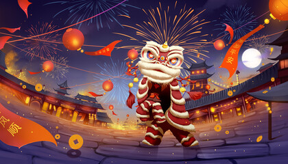 Oriental festival outdoor. Chinese New Year illustration