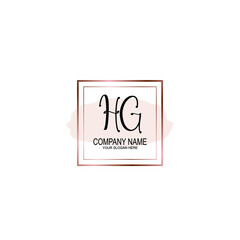 Initial HG Handwriting, Wedding Monogram Logo Design, Modern Minimalistic and Floral templates for Invitation cards	
