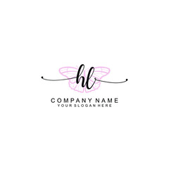 Initial HL Handwriting, Wedding Monogram Logo Design, Modern Minimalistic and Floral templates for Invitation cards	
