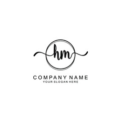 Initial HM Handwriting, Wedding Monogram Logo Design, Modern Minimalistic and Floral templates for Invitation cards	

