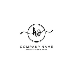 Initial HO Handwriting, Wedding Monogram Logo Design, Modern Minimalistic and Floral templates for Invitation cards	
