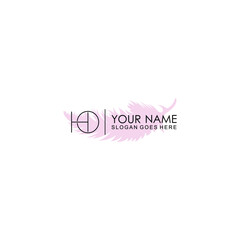 Initial HO Handwriting, Wedding Monogram Logo Design, Modern Minimalistic and Floral templates for Invitation cards	
