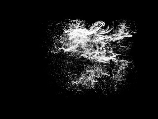 Stock image: High resolution water splashes collection, isolated on black background. Royalty high-quality free stock photo image of water splash with bubbles of air on the black background