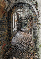 The long tunnel of Fortress Of Dubno (Tarakanovskiy Fort)in Ukraine