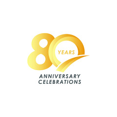 80 year anniversary vector template. Design for celebration, greeting cards or print.