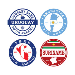 South America Map Vector , Country Logo
