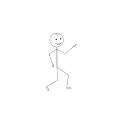 Fototapeta premium Happy stick man sketch goes isolated on white background