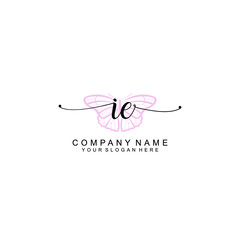 Initial IE Handwriting, Wedding Monogram Logo Design, Modern Minimalistic and Floral templates for Invitation cards	

