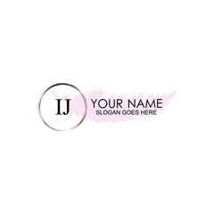 Initial IJ Handwriting, Wedding Monogram Logo Design, Modern Minimalistic and Floral templates for Invitation cards	
