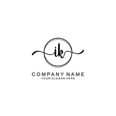 Initial IK Handwriting, Wedding Monogram Logo Design, Modern Minimalistic and Floral templates for Invitation cards	
