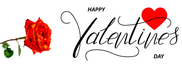 Happy Valentine's day! Card, online banner, greeting card, Flat lay on Valentine's Day