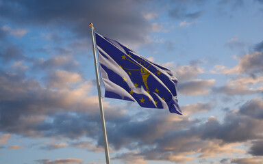 Indiana US State Flag at sky background