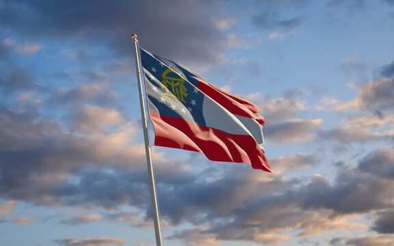 Georgia US State Flag at sky background