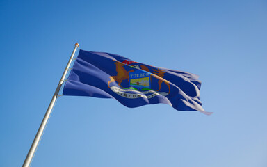Michigan US State Flag low angle