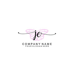 Initial JE Handwriting, Wedding Monogram Logo Design, Modern Minimalistic and Floral templates for Invitation cards	
