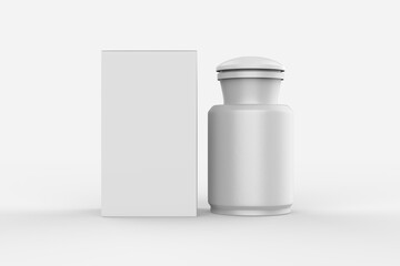 Matte Ceramic Bottle Mockup - protein, vitamins, bcaa, tablets. Photo-realistic packaging mockup template with sample design. 3d illustration.